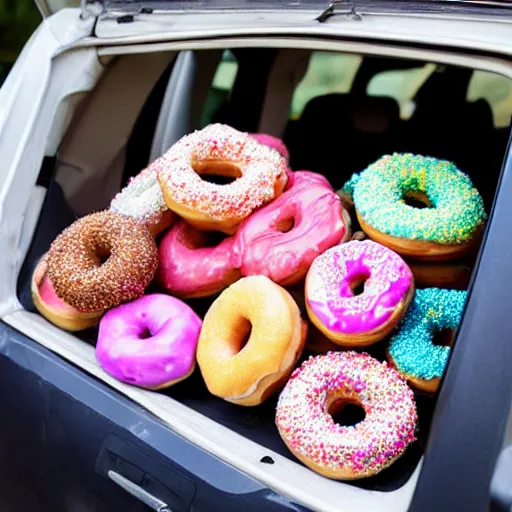 Prompt: car full of donuts