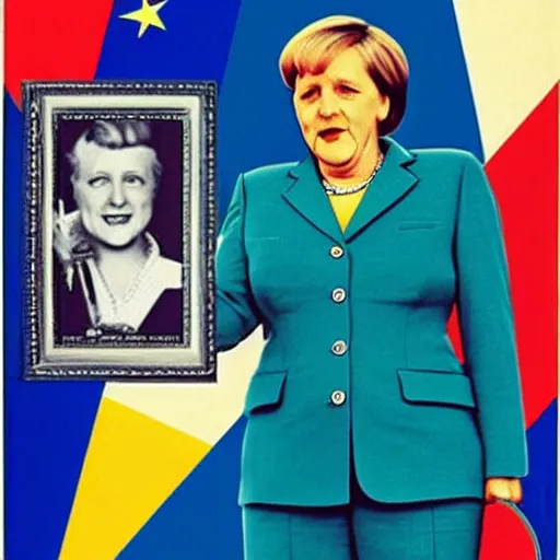 Image similar to A 1950's pin-up of Angela Merkel, vivid colors, realistic,