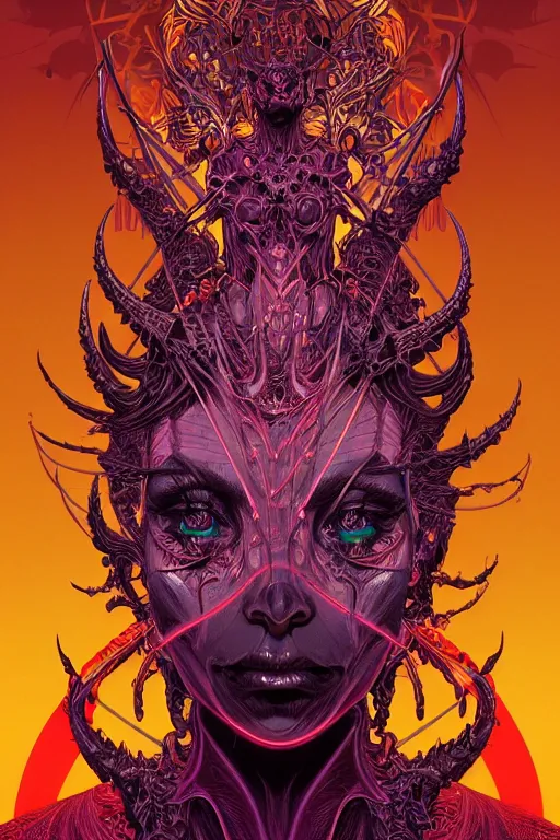 Prompt: demonic satanic witch, highly detailed vfx side portrait, intricate detailed environment, global illumination, by james jean and moebius and artgerm and liam brazier and victo ngai and tristan eaton. detailed, vector art, digital illustration, concept art, 8 k, hdr
