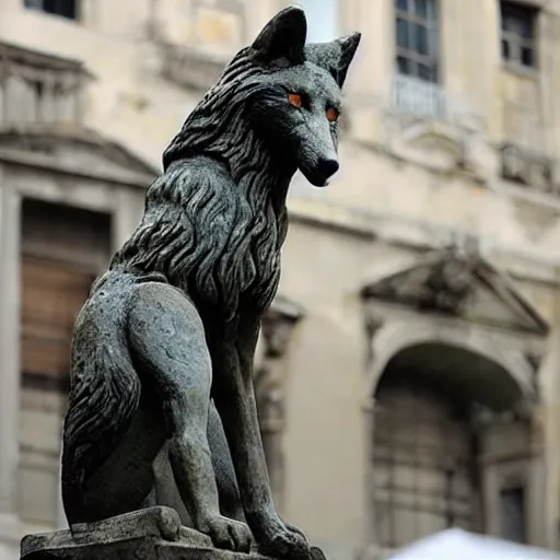 Image similar to “ capitoline wolf ” statue with a fox instead of a wolf