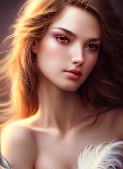 Prompt: a gorgeous female photo, professionally retouched, soft lighting, feather hair, realistic, smooth face, perfect eyes, wide angle, sharp focus on eyes, 8 k high definition, insanely detailed, intricate, elegant, art by artgerm and greg rutkowski and j scott campbell