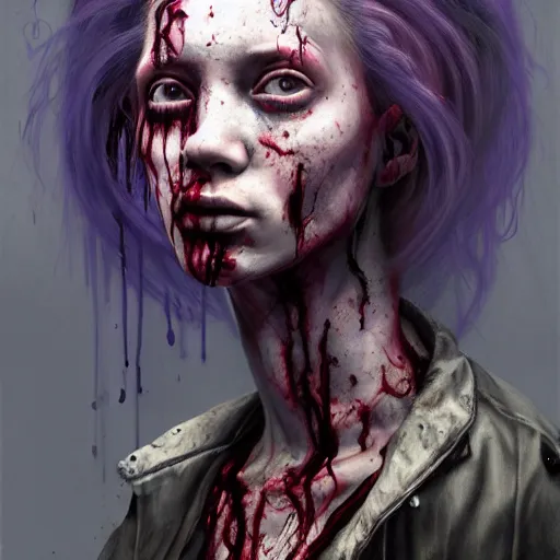 Image similar to color head portrait of young alison shaw from the cranes as a zombie with black dreadlocks, 7 days to die zombie, gritty background, fine art, award winning, intricate, elegant, sharp focus, cinematic lighting, digital painting, 8 k concept art, art by michael hussar, art by brom, art by guweiz and z. w. gu, 8 k