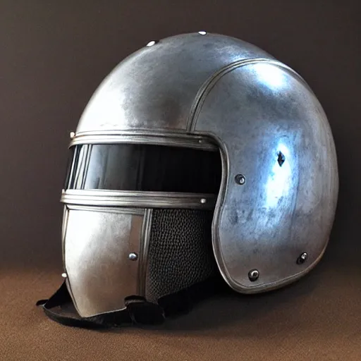 Prompt: knight helmet, detailed, style of hydro74