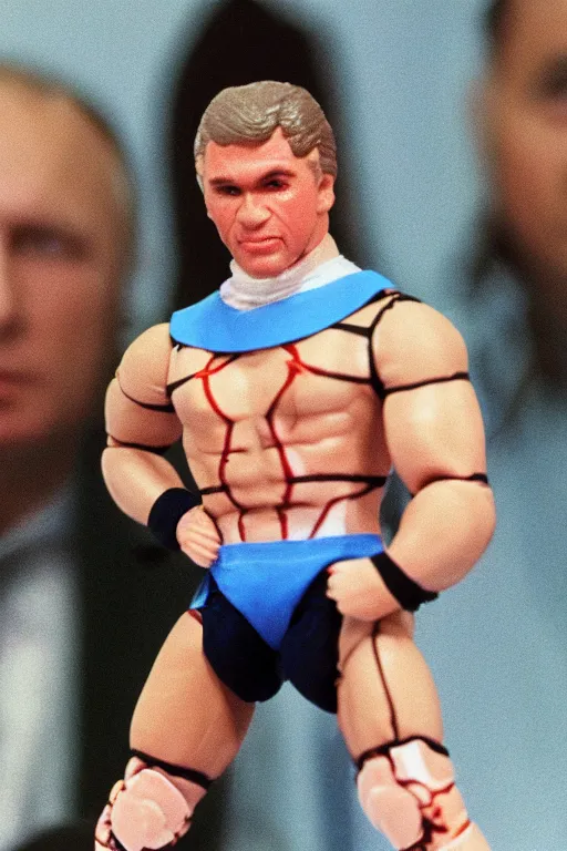 Image similar to vladimir putin as a 1 9 8 0 s wrestling action figure