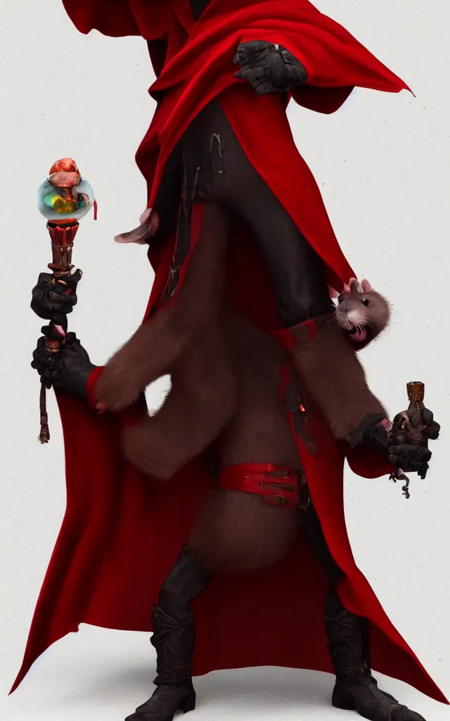 Image similar to a anthropomorphic ferret is a dark warlock dressed red robes, he's very menacing and evil, he's holding a fireball, hyperdetailed, artstation, cgsociety, 8 k