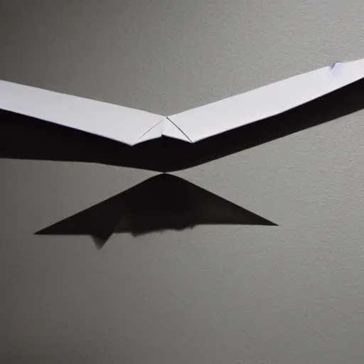 Prompt: a paper airplane that should theoretically beat all the records, photography, ambient light