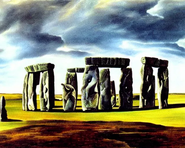 Image similar to painting of Stonehenge by Salvador Dali