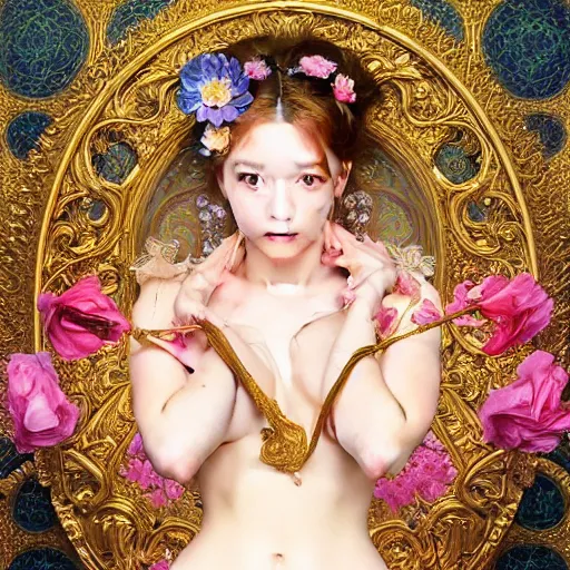 Prompt: a masterpiece ultrarealistic ultradetailed portrait of beautiful girl in bunny costume sprinkling champagne baroque renaissance. medium shot, intricate, elegant, by stanley artgerm lau, wlop, alphonse mucha, rossdraws, andrei riabovitchev, yoshitaka amano. flower background my james jeand and takashi murakami.