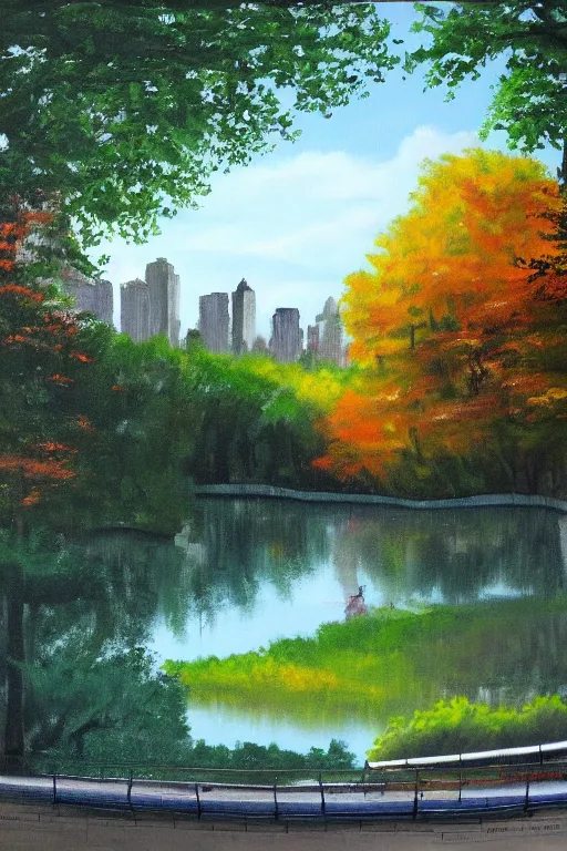 Image similar to bob ross painting of new york central park