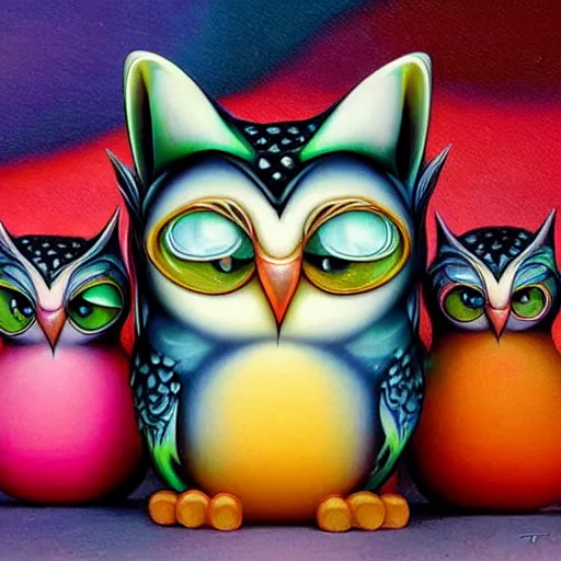 Prompt: cute cat owl figure by naoto hattori and chris dyer