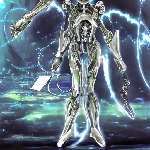 Image similar to The Nephilim in a futuristic divine nanomachine suit, anime concept art by Tomoyuki Yamasaki