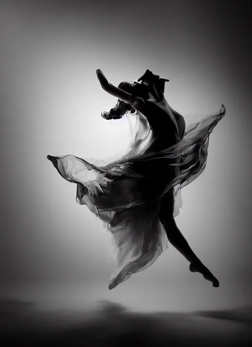 Image similar to a Photorealistic dramatic hyperrealistic render of a glamorous beautiful Female smoke dancer by Ken Brower and Deborah Ory of NYC Dance project,Lois Greenfield,Flowing cloth and smoke,Beautiful dynamic dramatic dark moody lighting,volumetric,shadows,cinematic atmosphere,Octane render,8K