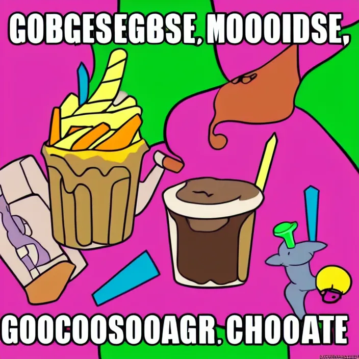 Image similar to obtuse, rubber goose, green moose, guava juice, giant snake, birthday cake, large fries, chocolate shake