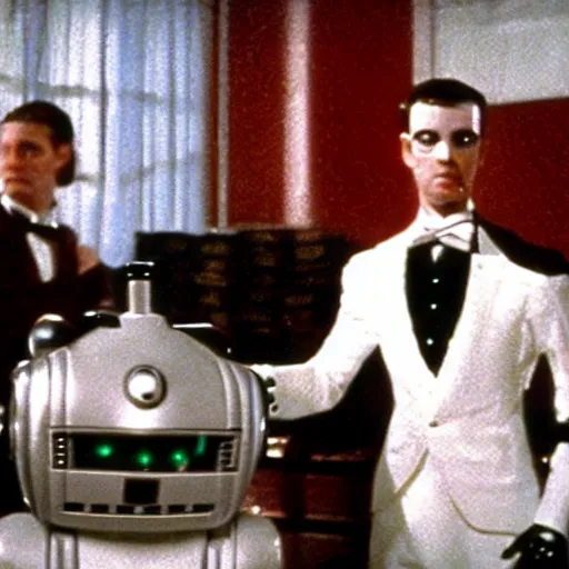 Image similar to robot butler, movie still