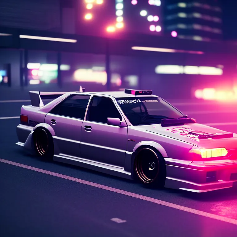 Prompt: toyota jzx 1 0 0 drift, detailed - wheels, shibuya prefecture, cyberpunk girl, cinematic lighting, photorealistic, night photography, octane render