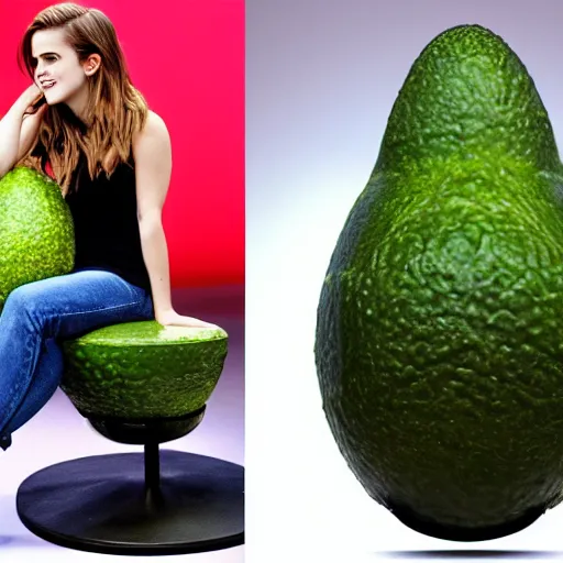 Image similar to emma watson as an avocado chair