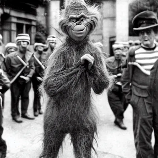 Image similar to photograph of the grinch as a member of the irish republican army