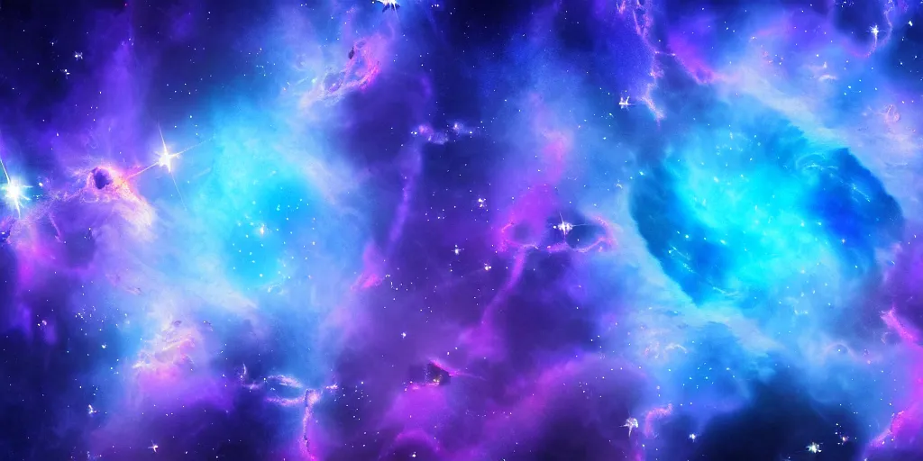 Prompt: blue and purple nebula, digital sci - fi art, highly detailed, intricate details, space background