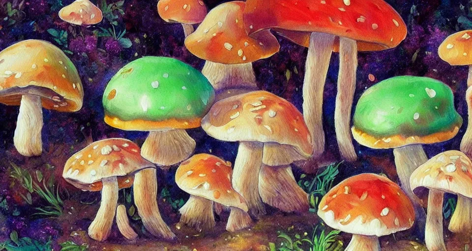 Image similar to a beautiful painting of mushrooms by Tokio Aoyama, Mario Martinez, David Normal