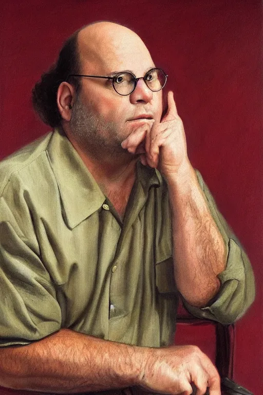 Image similar to george costanza being stunning his toe, oil on canvas, intricate, portrait, 8 k highly professionally detailed, hdr, cgsociety