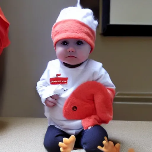 Image similar to cute baby chick dressed as an inmate