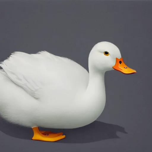 Prompt: realistic white duck portrait. studio photo. cute