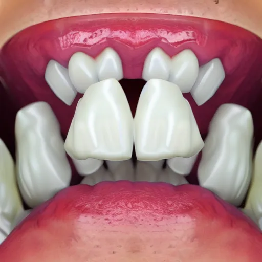 Image similar to poorly rendered 3 d set of teeth