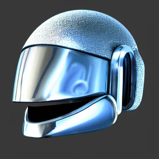 Image similar to ultra high quality 3d render of a daft punk helmet, ray tracing, reflections, studio lighting, cg, 4k