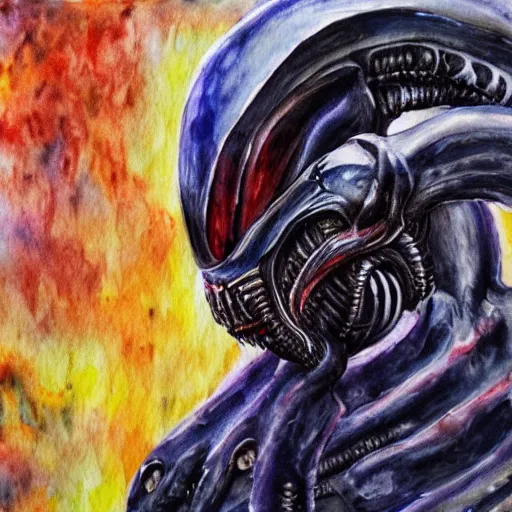 Image similar to xenomorph, watercolor, monet