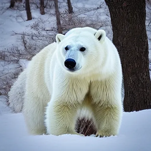 Prompt: “a mix between a polar bear and a raccoon”