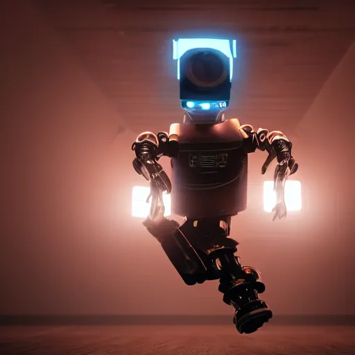 Image similar to break dancing gangsta robot, expressive, photo realistic, dramatic cinematic lighting, octane render, 4k, ultra detailed,