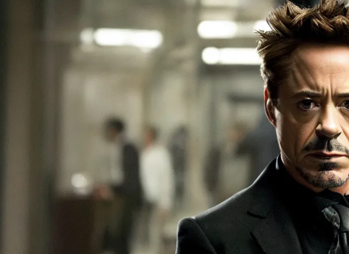 Image similar to film still of Robert Downey Jr as Cobb in Inception, 4k