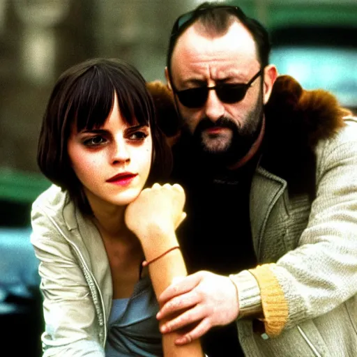 Image similar to Emma Watson and Jean Reno in Leon The Professional