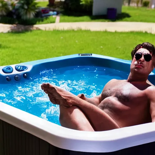 Prompt: scarface playing fortnite in his hottub