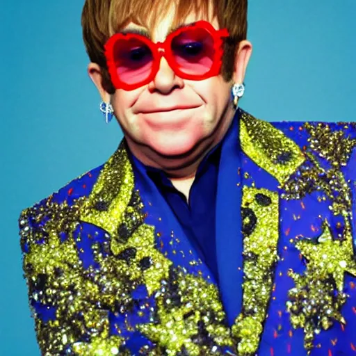 Prompt: highly realistic photo of Elton John, thumbs up