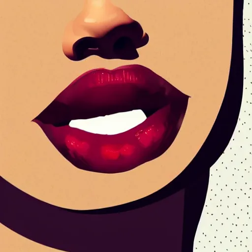 Image similar to teeth clenching bottom lip, in the style of ceyda cengiz, illustration, vector art, clean lines, clip art, on white background, pinterest, artstation, deviantart