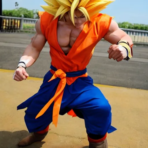 Image similar to cosplay as goku