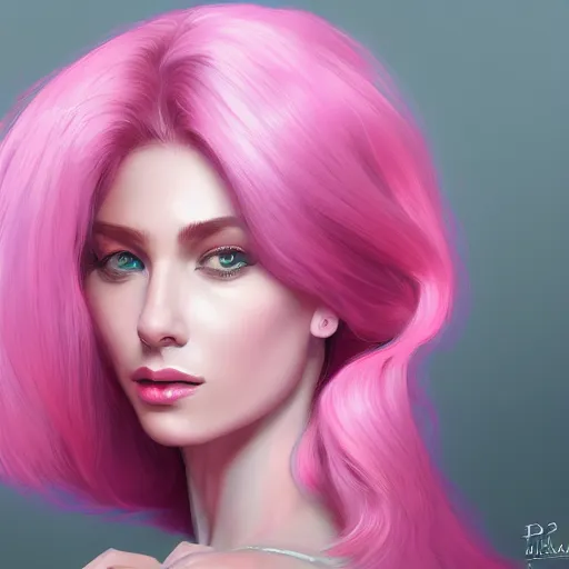 Prompt: a portrait of a beautiful woman with pink hair insane quality, elegant, highly detailed, digital painting, artstation, concept art, pop, smooth, sharp focus, illustration, art by dali 3 d 8 k ultra detailed