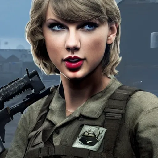 Image similar to Taylor Swift in Call of Duty, 4k