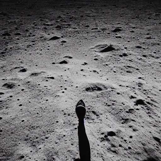Prompt: black and white street photography on a moon