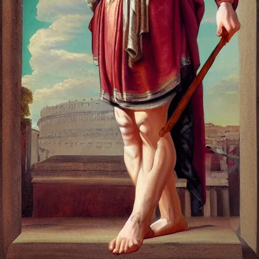 Prompt: ancient rome man, full body portrait, realistic painting