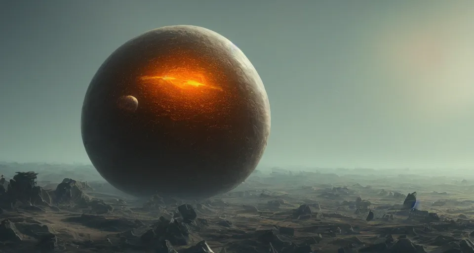 Image similar to a small brown planet, concept art, high detail, intimidating, cinematic, Artstation trending, octane render