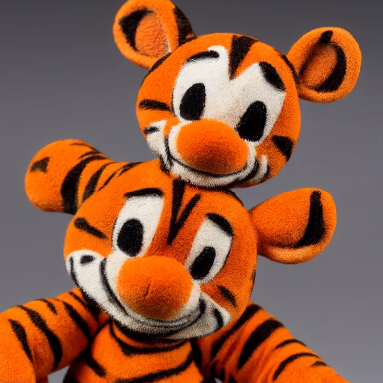 Image similar to disney tigger figurine, 1 9 6 0 s, realistic, dslr photo, product shot