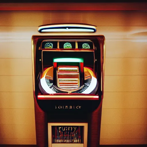 Prompt: jukebox, dlsr photography, focus, symmetry, hyperdetailed