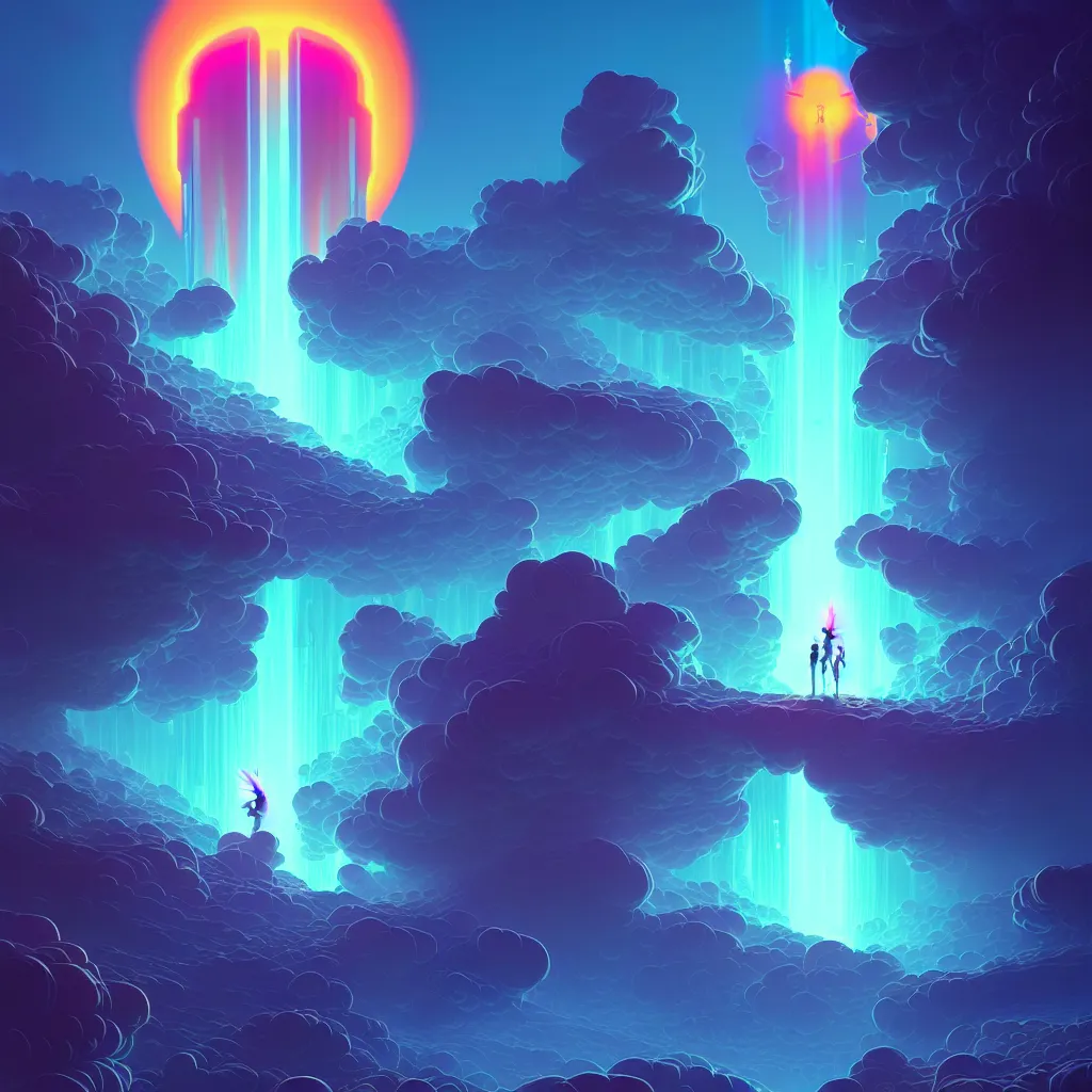 Image similar to a micro-service deployed to a datacenter, road, connector, defence, wall, cloud, security, cyber, attack vector, trending on Artstation, painting by Jules Julien, Leslie David and Lisa Frank and Peter Mohrbacher and Alena Aenami and Dave LaChapelle muted colors with minimalism