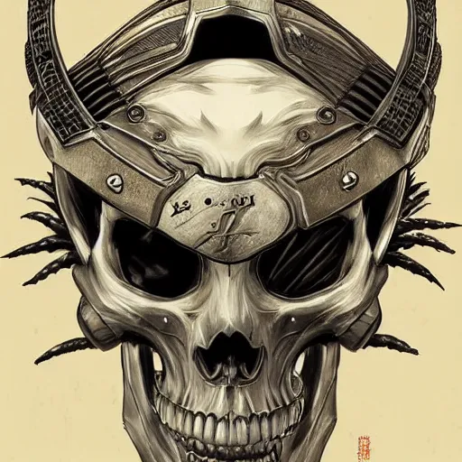 Image similar to anime manga skull portrait young soldier helmet war skeleton, intricate, elegant, highly detailed, digital art, ffffound, art by JC Leyendecker and sachin teng