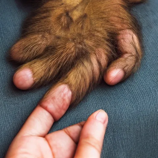 Prompt: a hairy hand full of thumbs