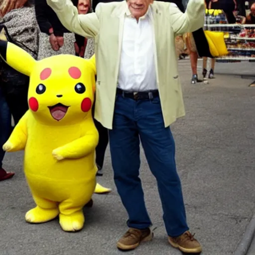 Prompt: ian mckellen dressed up as pikachu, photo dream