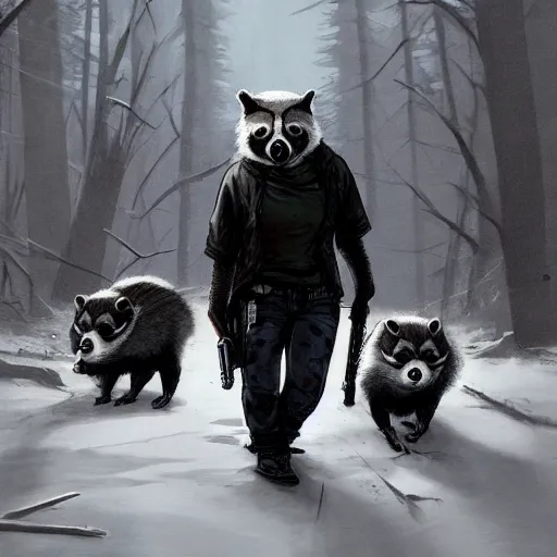 Prompt: 🦝 walking dead game telltale, gigachad black and white trending on artstation, painted by greg rutkowski