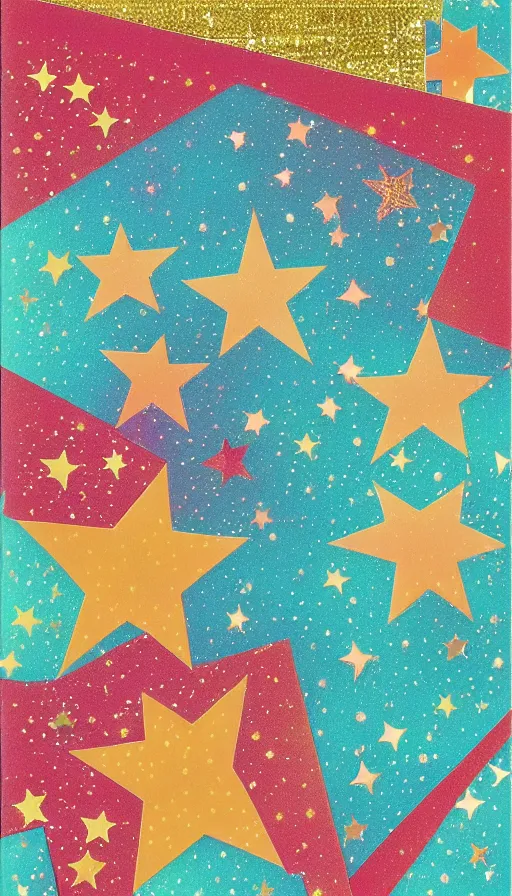 Prompt: a beautiful scrapbook by bhare art, superrare trending, scrapbook paper collage, warm, mediterranean, stars, sharp focus, colorful refracted sparkles and lines, soft light